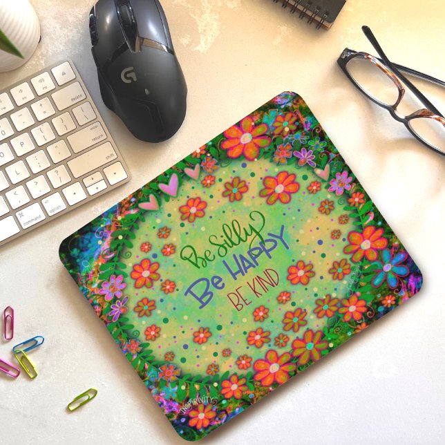 Alfombrilla De Ratón Tonto Feliz Corazón Floral Bonito Diversión (Subido por el creador)