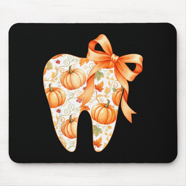 Alfombrilla De Ratón Tooth Coquette Bow Dentist Thanksgiving Dental Ist (Frente)