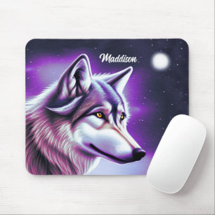 Alfombrilla De Ratón Toque para ratón místico de Wolf por la noche
