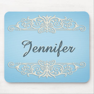 Alfombrilla De Ratón Torbellino victoriano en crema azul