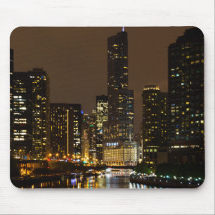 Alfombrilla De Ratón Tormenta nocturna del río Chicago