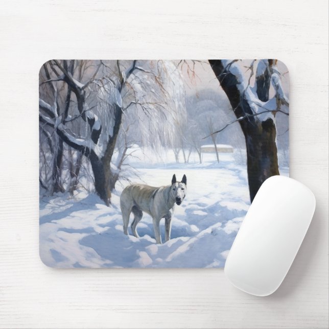 Alfombrilla De Ratón Toro Terrier deja que nieve Navidades (Con ratón)