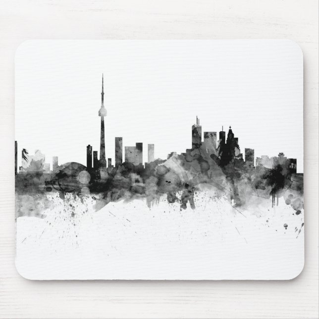 Alfombrilla De Ratón Toronto Canada Skyline Black White (Frente)