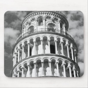 Alfombrilla De Ratón Torre de Pisa Italia de inclinación blanca negra