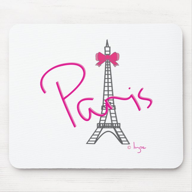 Alfombrilla De Ratón Torre Eiffel de París con arco rosa (Frente)