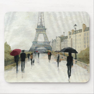 Alfombrilla De Ratón Torre Eiffel el   París en la lluvia
