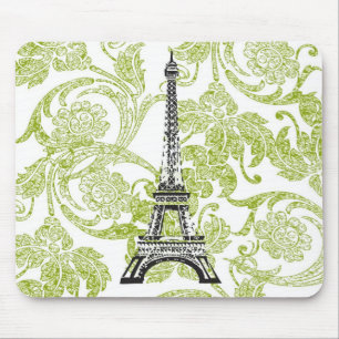 Alfombrilla De Ratón Torre Eiffel en el diseño verde Mousepad