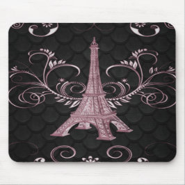 Alfombrilla De Ratón Torre Eiffel Pink Floral Swirl