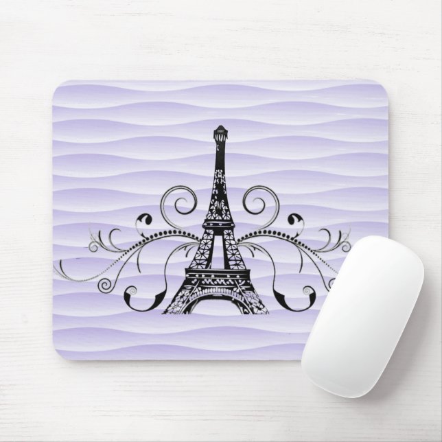 Alfombrilla De Ratón Torre Eiffel Púrpura Flourish Mouse Pad (Con ratón)