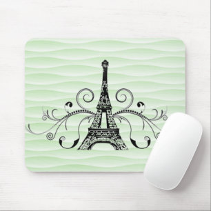 Alfombrilla De Ratón Torre Eiffel Verde Flourish Mouse Pad