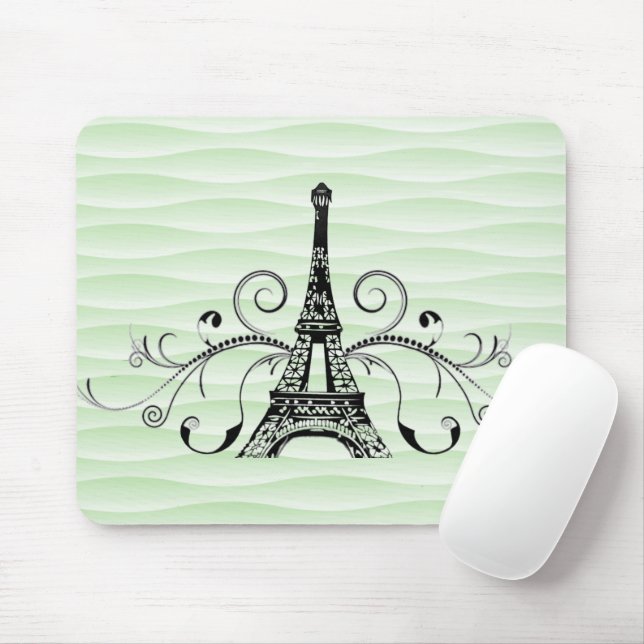 Alfombrilla De Ratón Torre Eiffel Verde Flourish Mouse Pad (Con ratón)
