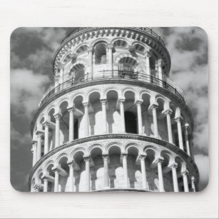 Alfombrilla De Ratón Torre inclinada blanca negra de Pisa Italia