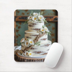 Alfombrilla De Ratón Torta de boda de madera flotante