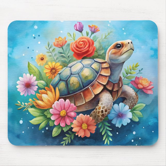 Alfombrilla De Ratón Tortuga floral (Frente)