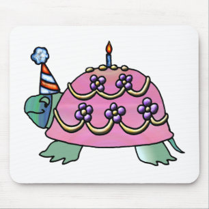 Alfombrilla De Ratón Tortuga rosada del cumpleaños