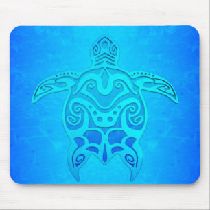 Alfombrilla De Ratón Tortuga tribal azul