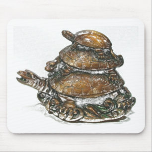 Alfombrilla De Ratón Tortuga triple de Feng Shui - oro
