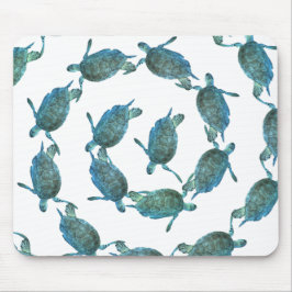 Alfombrilla De Ratón Tortugas Marinas Azul Teal Océano Elegante Playa