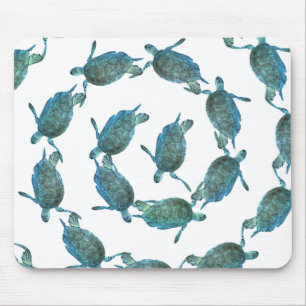 Alfombrilla De Ratón Tortugas Marinas Azul Teal Océano Elegante Playa