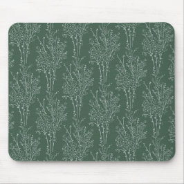 Alfombrilla De Ratón Tossed Floral Silhouette Botanical | Deep Forest
