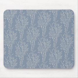 Alfombrilla De Ratón Tossed Floral Silhouette Botanical | Faded Blue