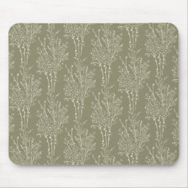 Alfombrilla De Ratón Tossed Floral Silhouette Botanical | Muted Khaki