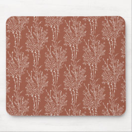 Alfombrilla De Ratón Tossed Floral Silhouette Botanical | Rusty Sienna