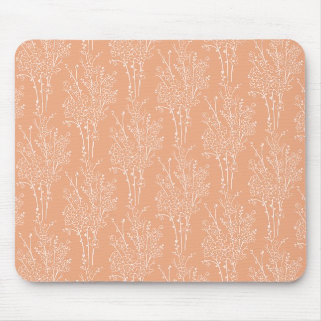 Alfombrilla De Ratón Tossed Floral Silhouette Botanical | Soft Apricot  (Frente)