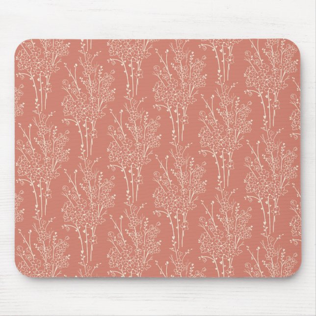Alfombrilla De Ratón Tossed Floral Silhouette Botanical | Terracotta (Frente)