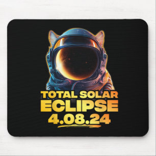 Alfombrilla De Ratón Total América 4.08.24 Eclipse solar total gato 2