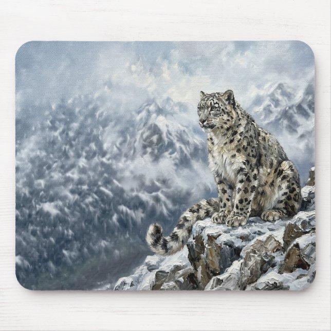 Alfombrilla de ratón tótem de leopardo de las niev (Frente)