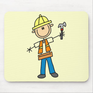 Alfombrilla De Ratón Trabajador de la construcción con martillo