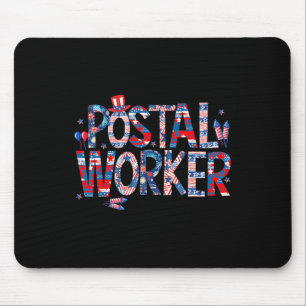 Alfombrilla De Ratón Trabajador Postal Americano Usa Bandera Cartero Co