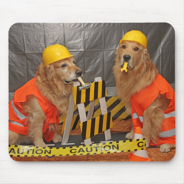 Alfombrilla De Ratón Trabajadores de construcción del golden retriever (Frente)