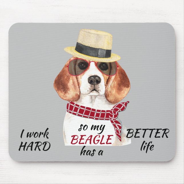 Alfombrilla De Ratón Trabajando duro para mi beagle (Frente)