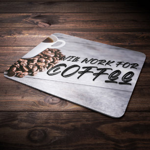 Alfombrilla De Ratón Trabajaré por Café, Negro