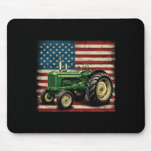 Alfombrilla De Ratón Tractor De Granja Agrícola Usa Flag Tractor Estado