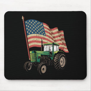 Alfombrilla De Ratón Tractor De Granja Agrícola Usa Flag Tractor Estado