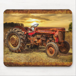 Alfombrilla De Ratón Tractor de granjas rojas Vintage