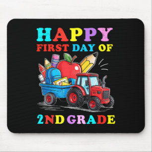 Alfombrilla De Ratón Tractor Feliz Primer Día De 2do Grado De Vuelta Al