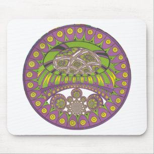 Alfombrilla De Ratón Tradicional kaleidoscopio africano púrpura y amari