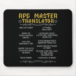 Alfombrilla De Ratón Traductor Maestro de Rpg Juegos de Mesa D20 Divert