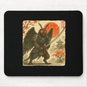 Alfombrilla De Ratón Traje de Guerrero Samurái Mothman Sumi-e Ar