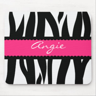 Alfombrilla De Ratón Trama de franjas de cebra Nombre personalizado Mou
