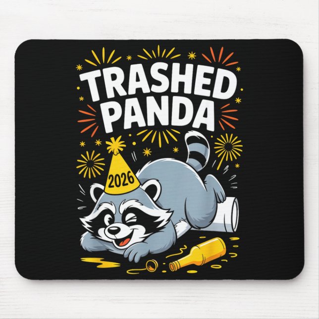 Alfombrilla De Ratón Trashed Panda New Year 2026 Funny Raccoon Design  (Frente)
