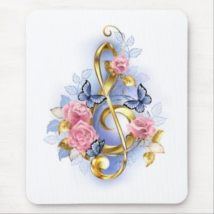 Alfombrilla De Ratón Treble arrecife con rosas rosas rosas rosas