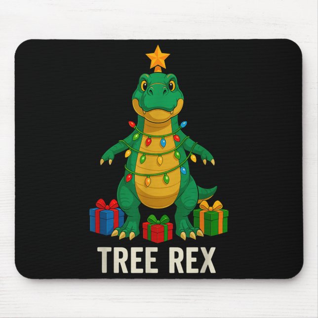 Alfombrilla De Ratón Tree Rex Funny Dinosaur Christmas  (Frente)