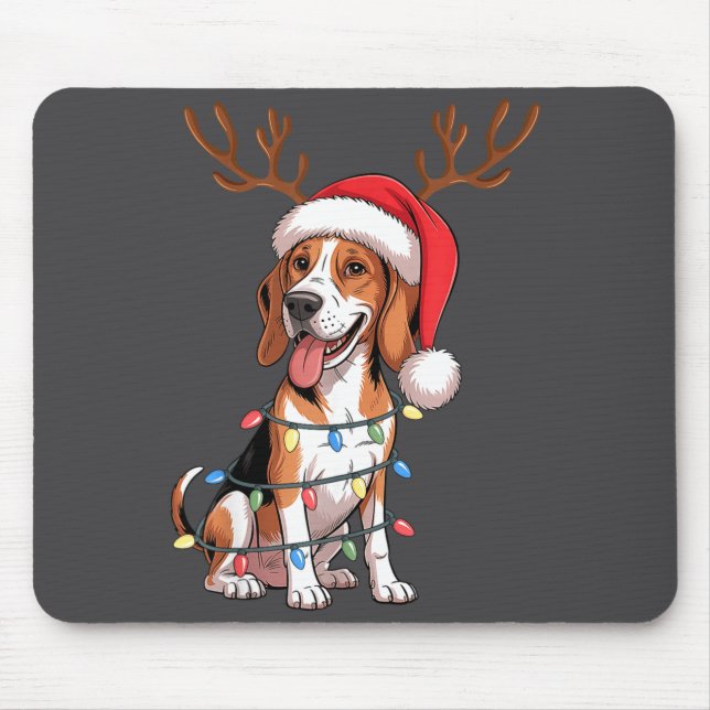 Alfombrilla De Ratón Treeing Walker Coonhound Dog Christmas Lights Sant (Frente)
