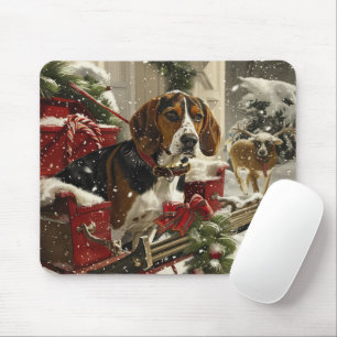 Alfombrilla De Ratón Treeing Walker Coonhound Perro Navideño Festivo