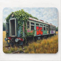 Tren Abandonado Cubierto de Hiedra y Grafitis